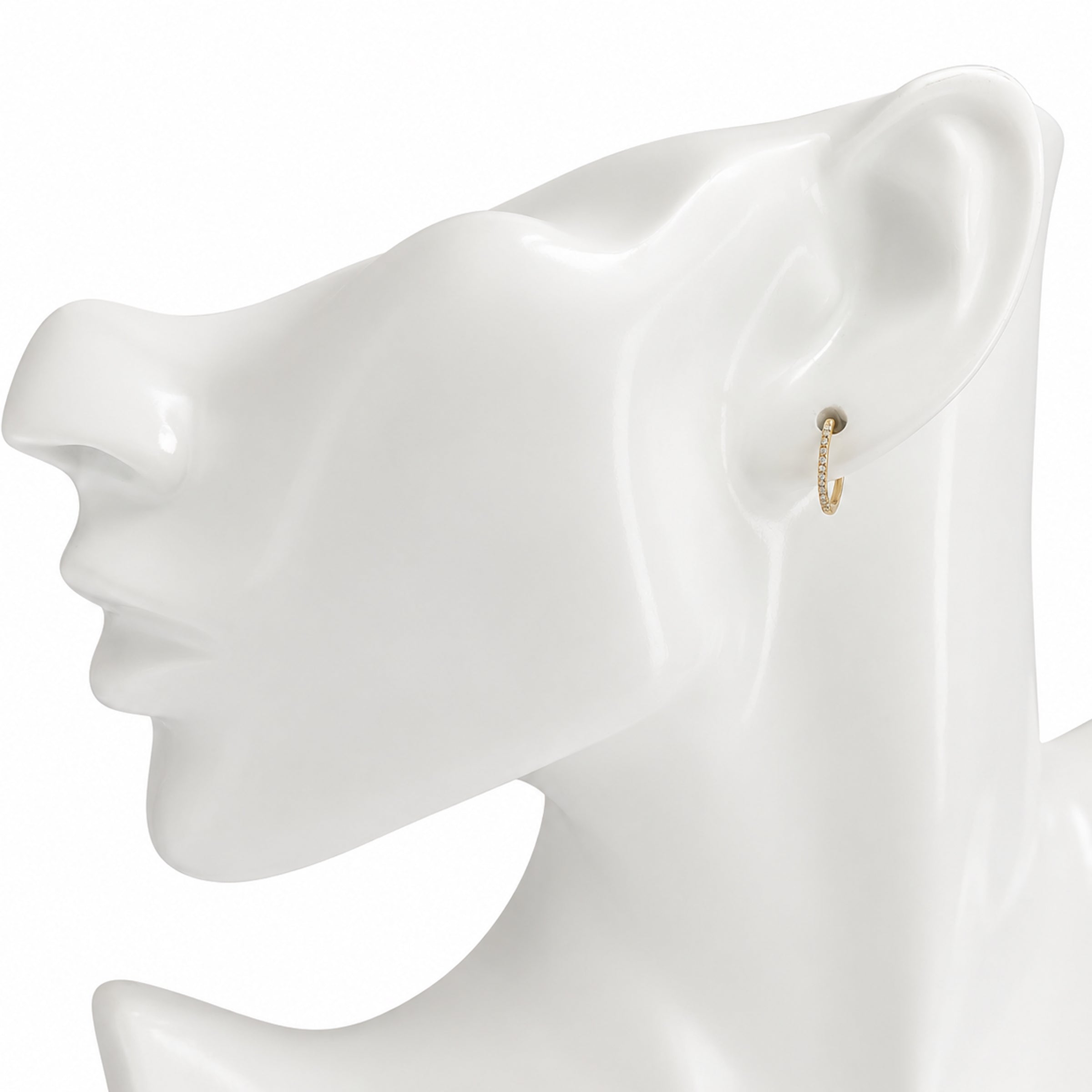 14k Yellow Gold Hoop Diamond Earring