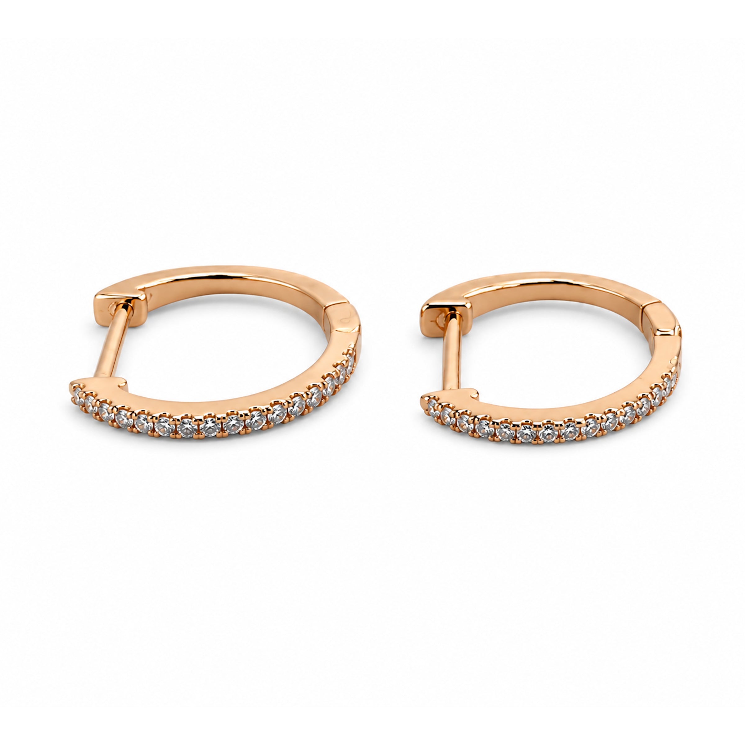 14k Rose Gold Hoop Diamond Earring