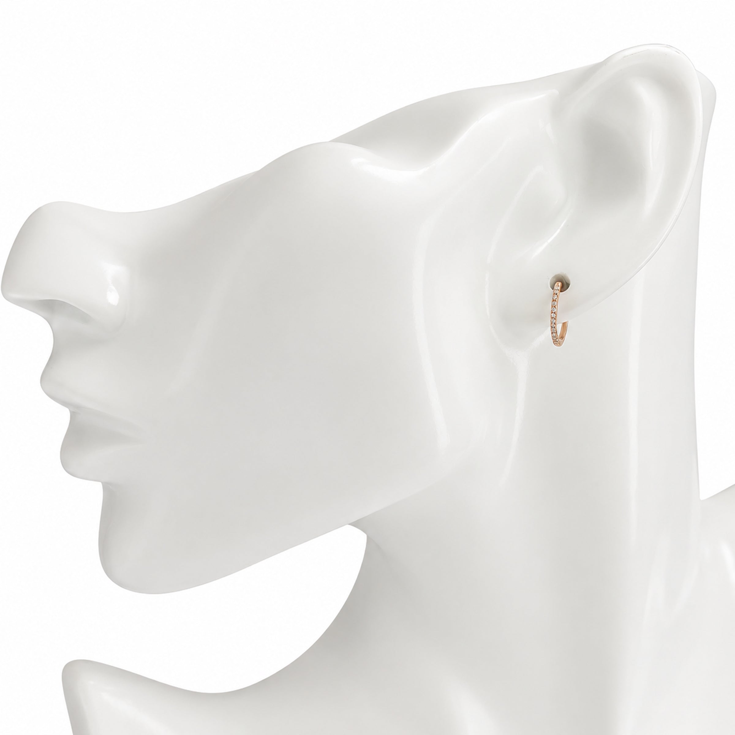 14k Rose Gold Hoop Diamond Earring