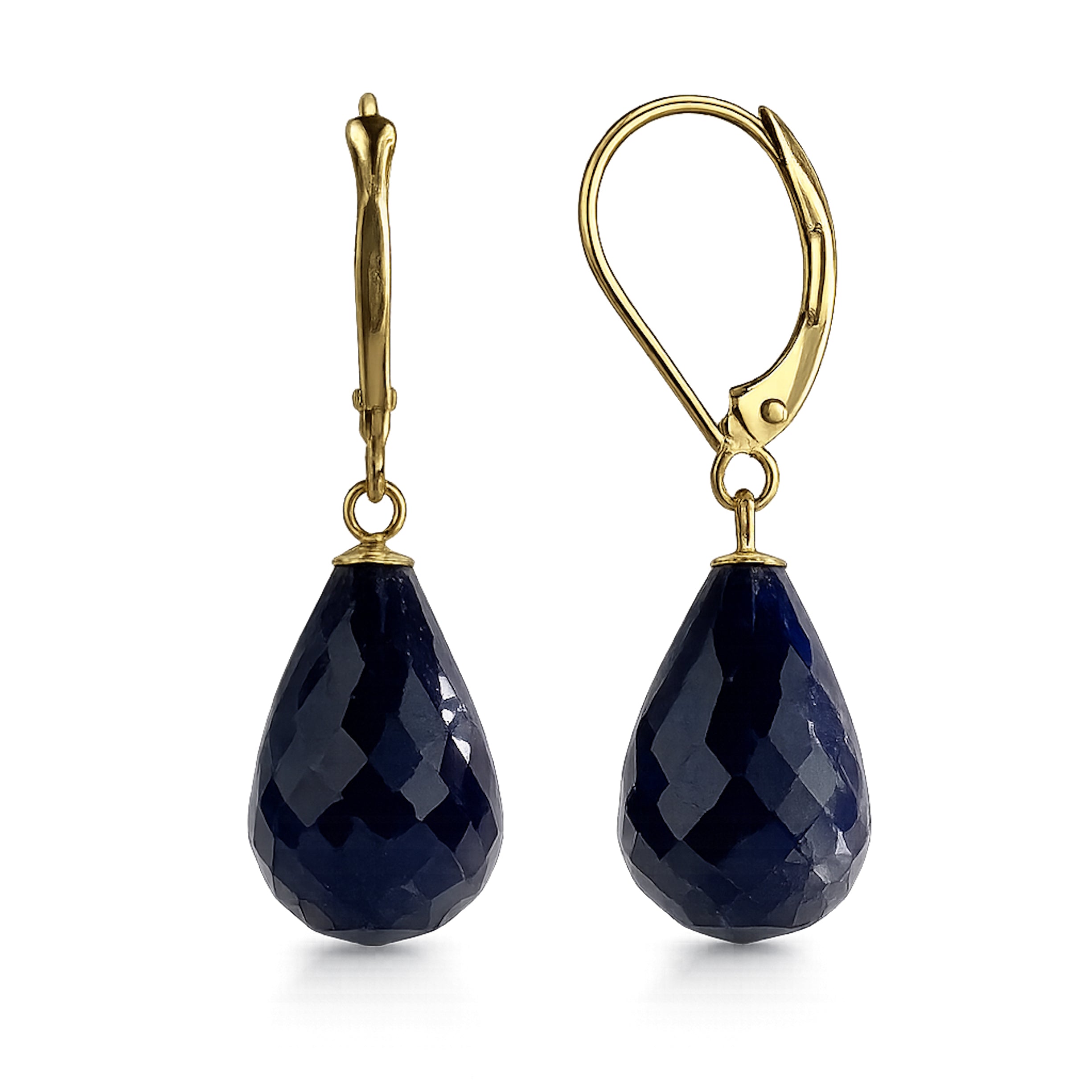 14k Sapphire Drop Leverback Earring