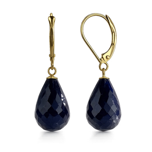 14k Sapphire Drop Leverback Earring