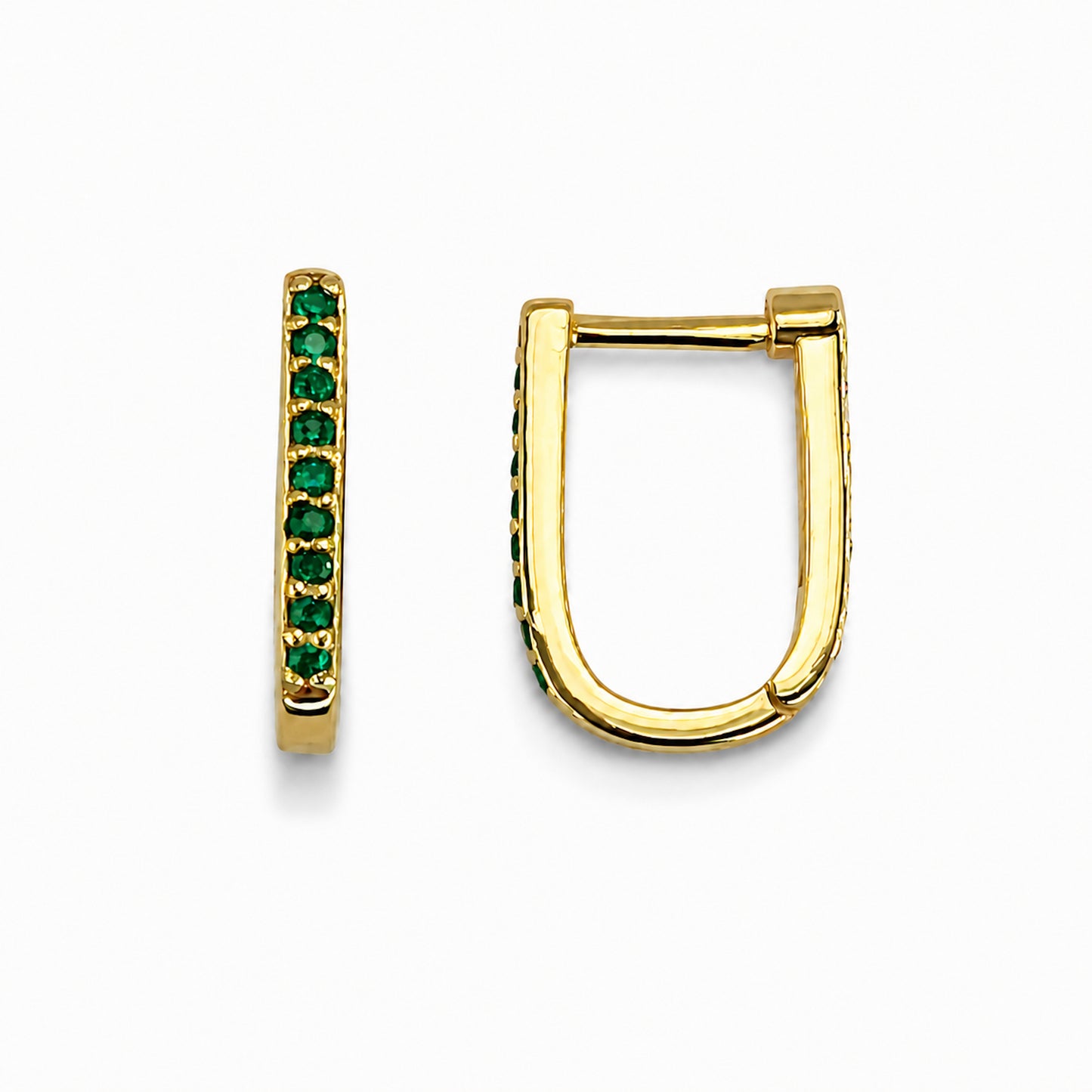 14k Emerald U-Shape Earring