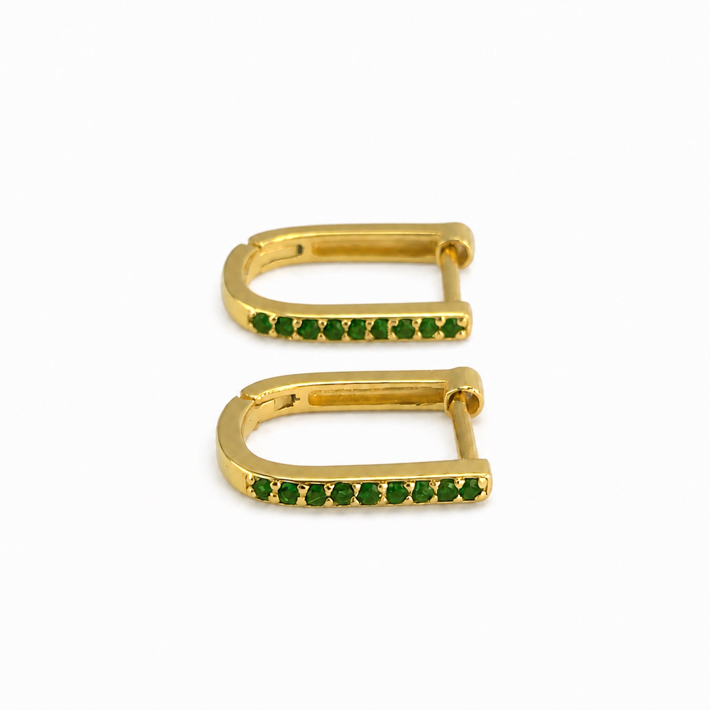 14k Emerald Diamond Ruby Sapphire U-Shape Earring