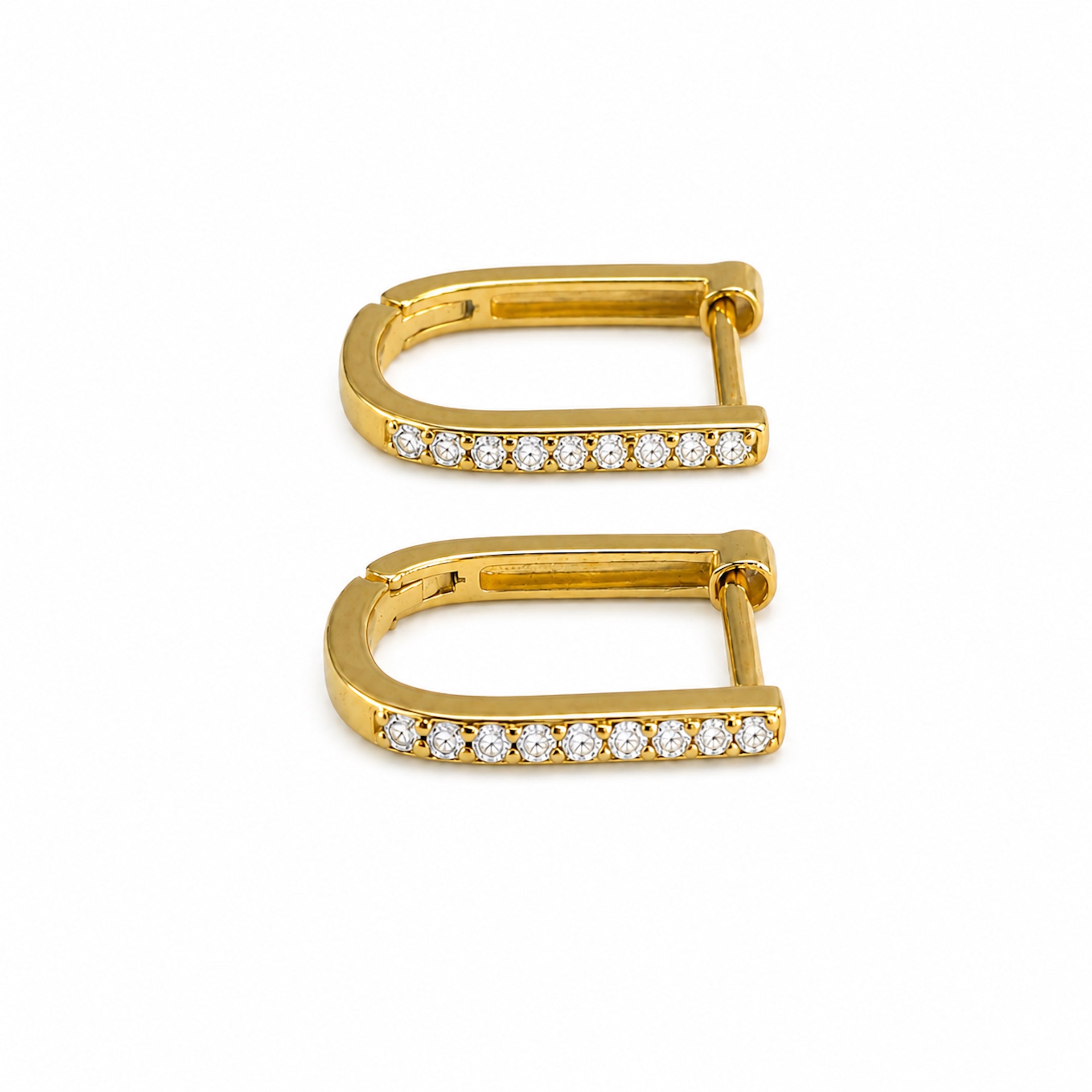 14k Emerald Diamond Ruby Sapphire U-Shape Earring