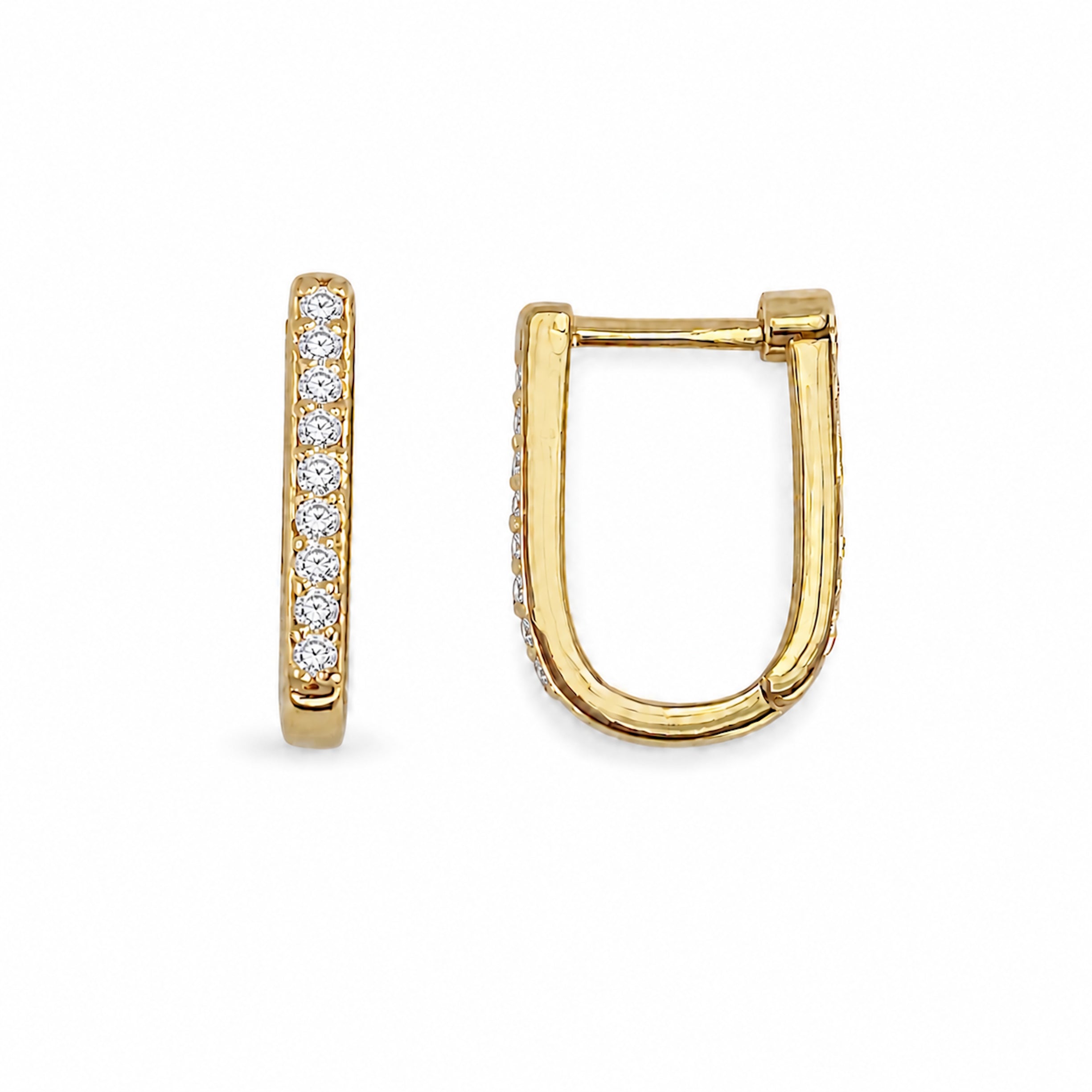 14k Emerald Diamond Ruby Sapphire U-Shape Earring