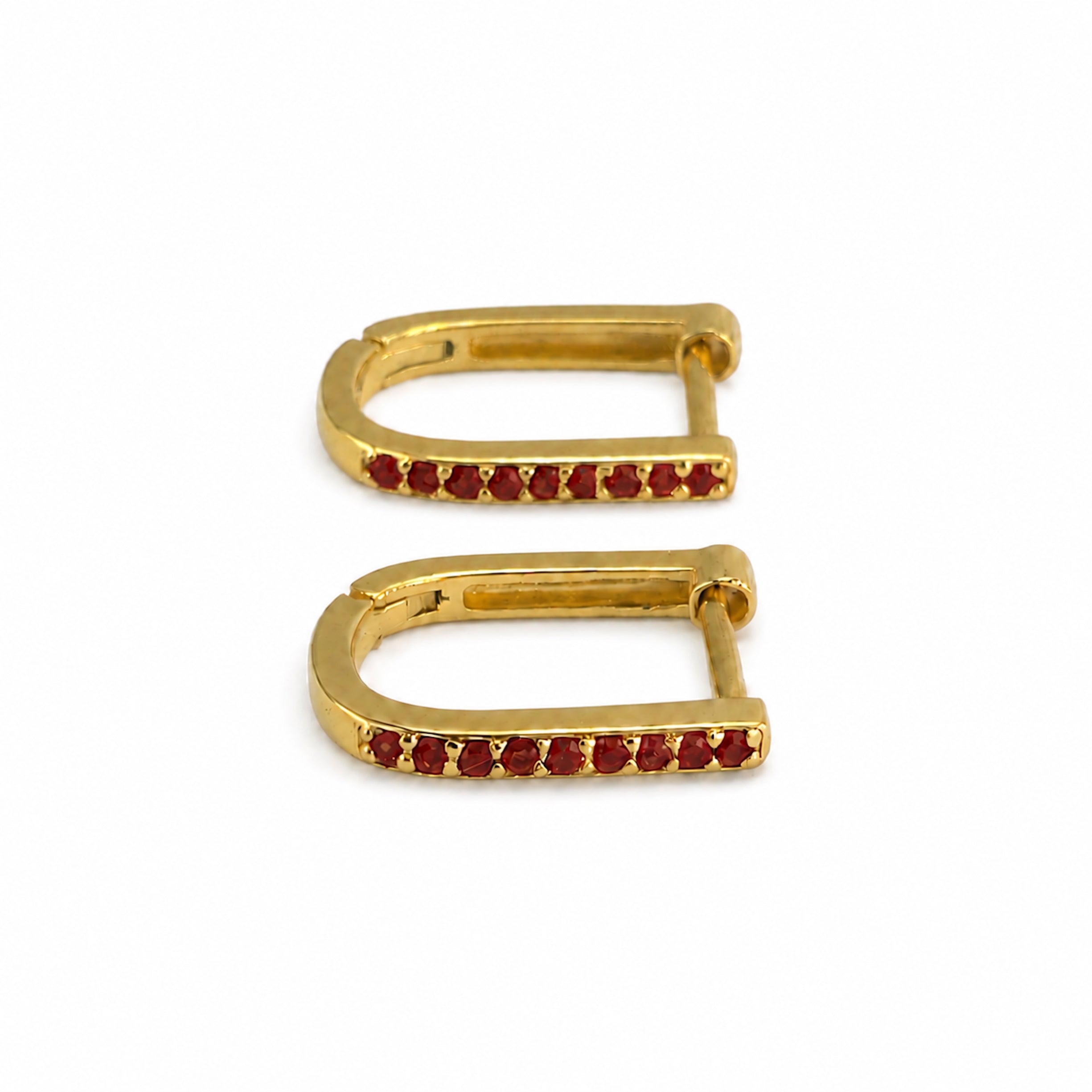 14k Emerald Diamond Ruby Sapphire U-Shape Earring