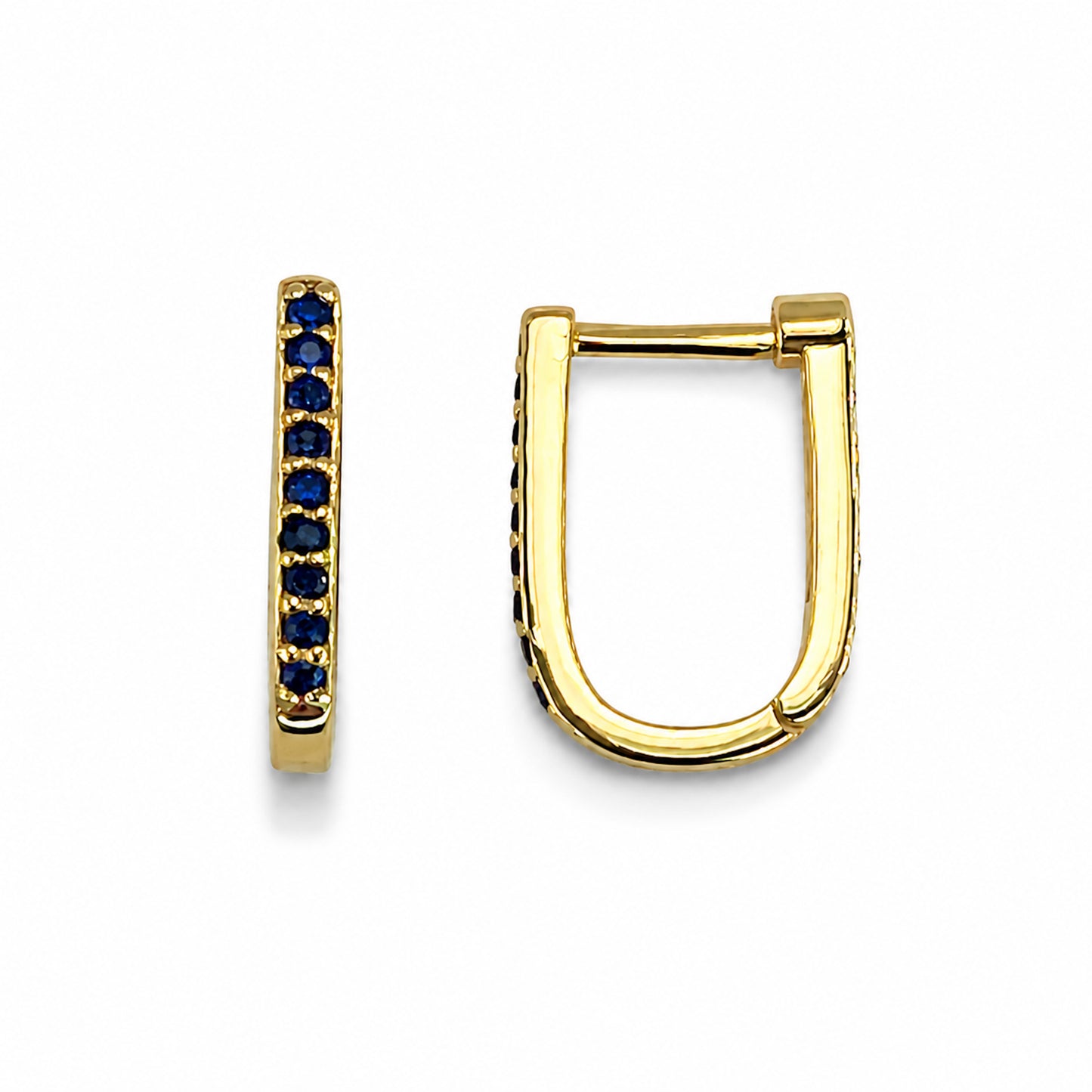 14k Sapphire U-Shape Earring
