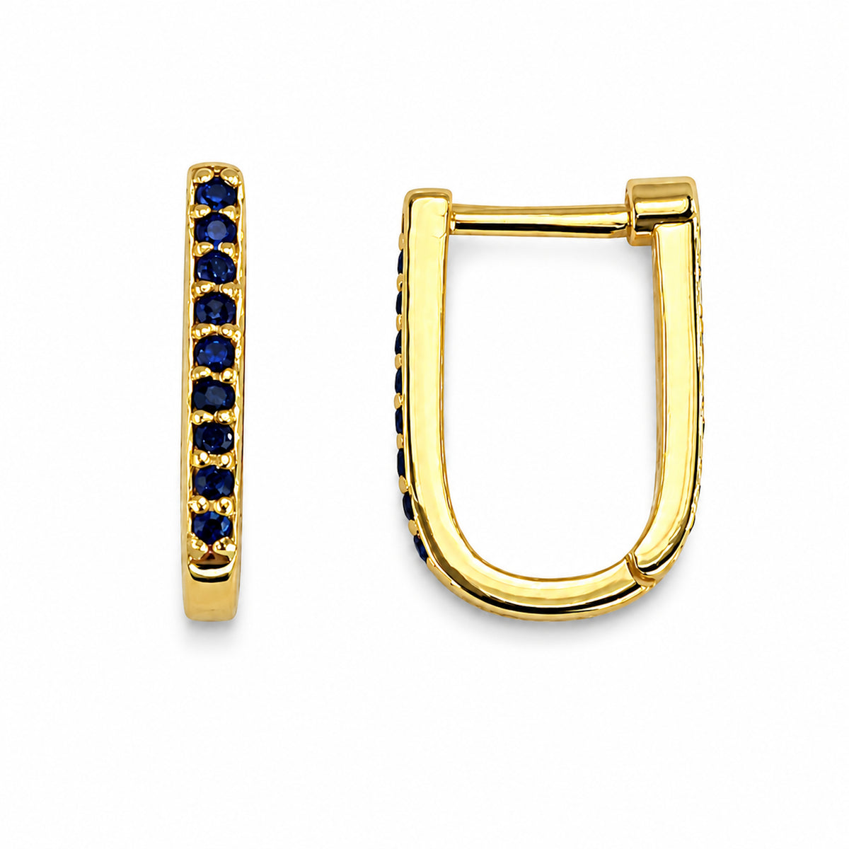 14k Emerald Diamond Ruby Sapphire U-Shape Earring