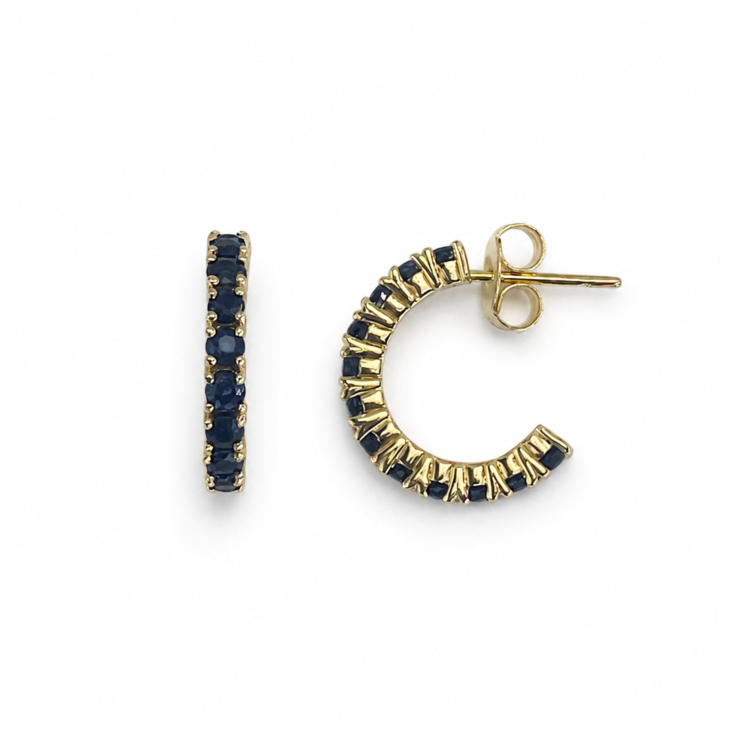 14k Sapphire Ruby Pink Sapphire Emerald Open Hoop Earring