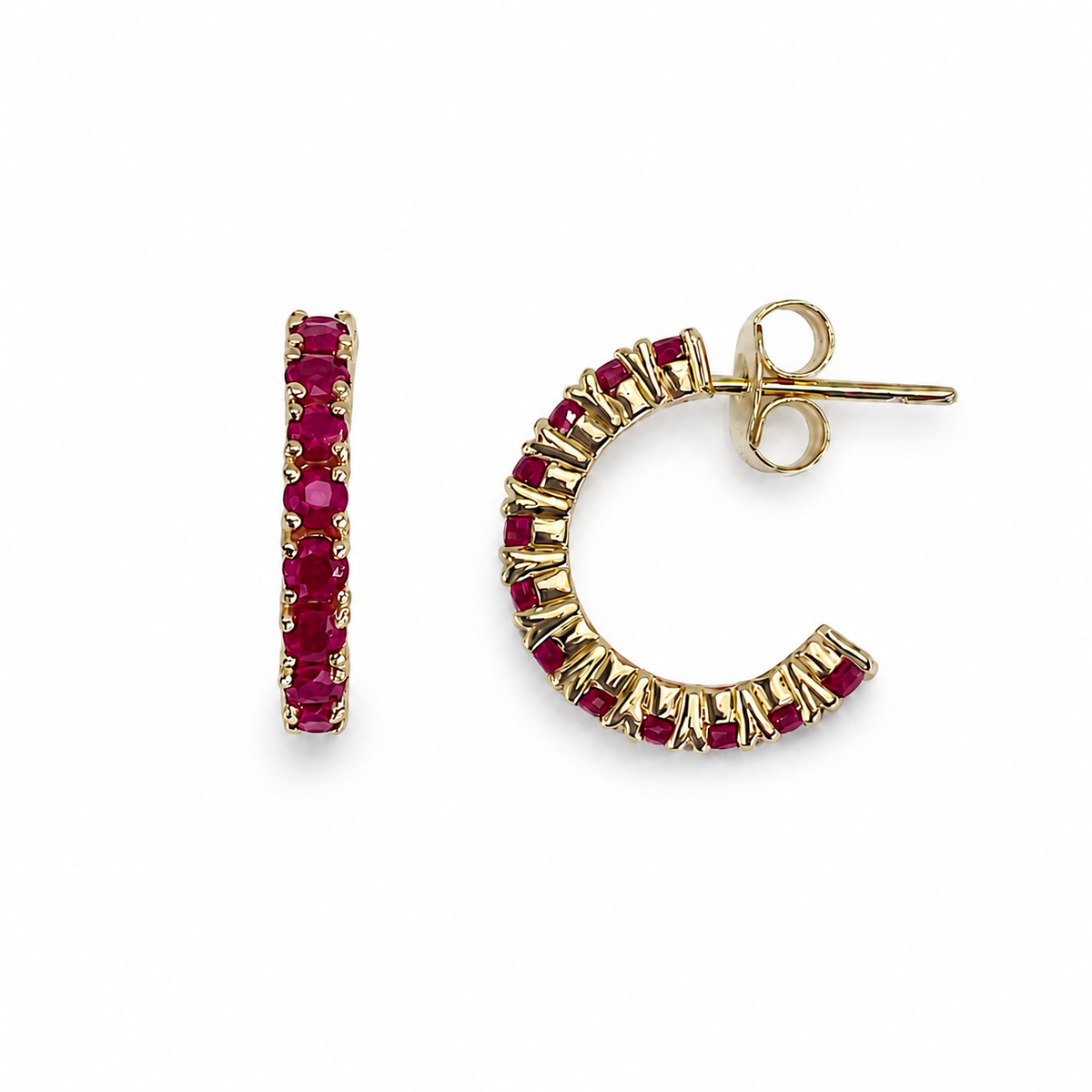 14k Gemstones Open Hoop Earring