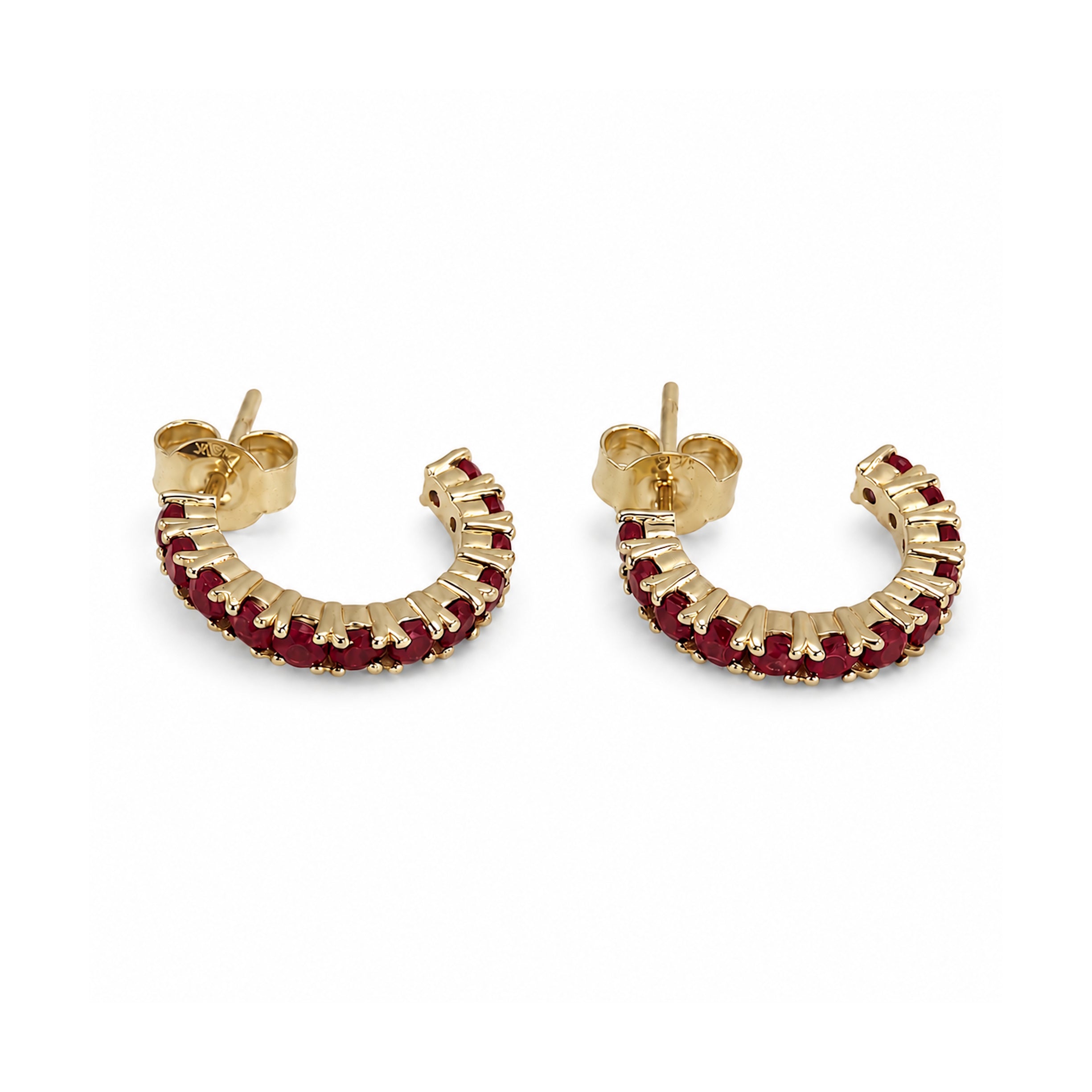 14k Gemstones Open Hoop Earring