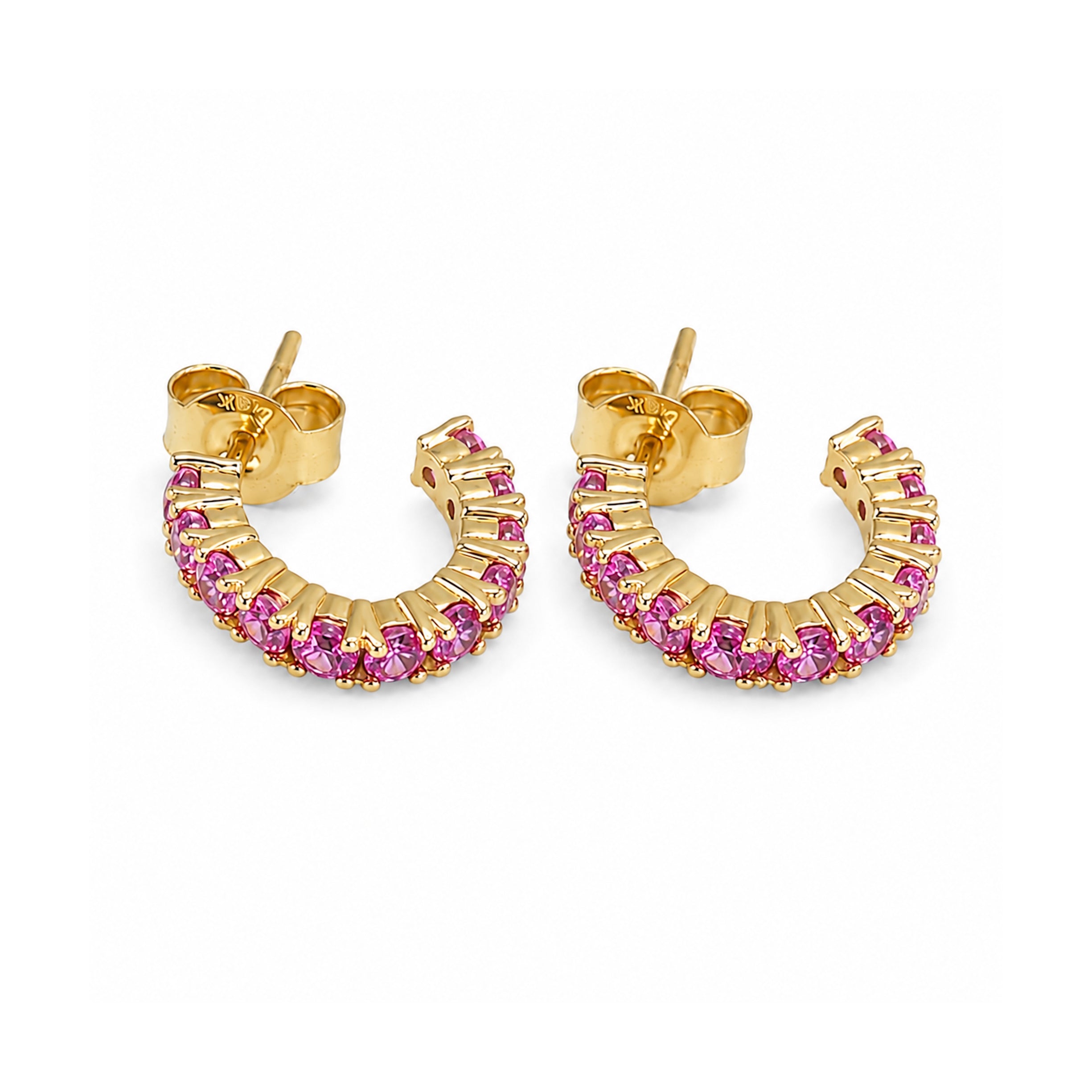 14k Gemstones Open Hoop Earring