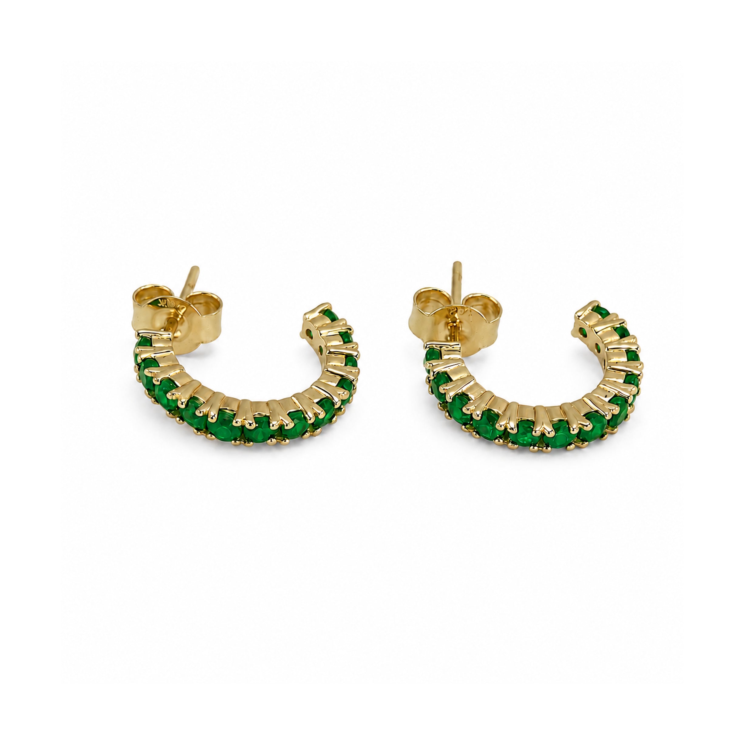 14k Gemstones Open Hoop Earring
