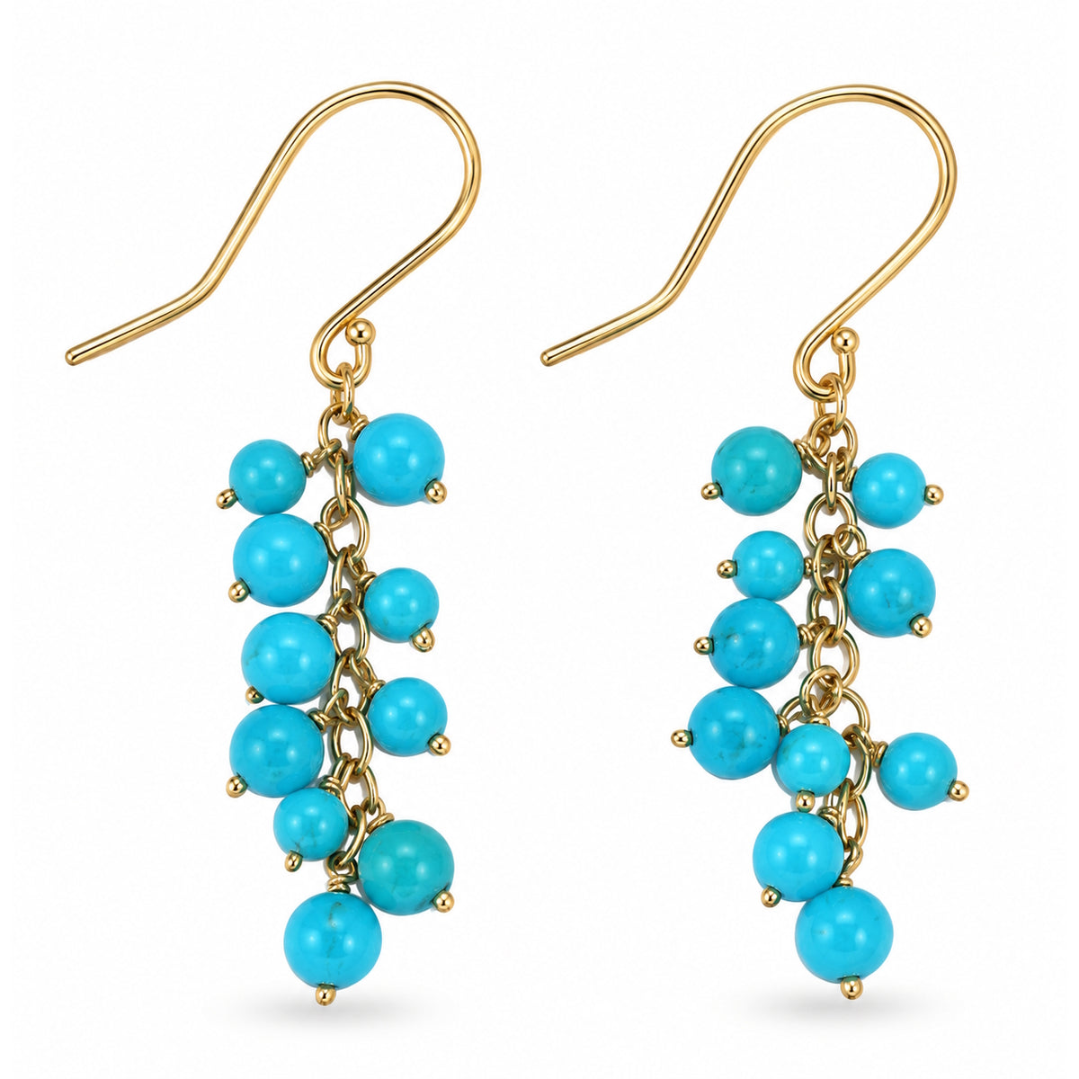 14k Turquoise Cluster Drop Hook Earring