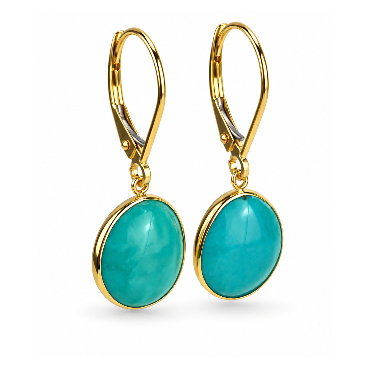 14k Stabilized Turquoise Leverback Earring