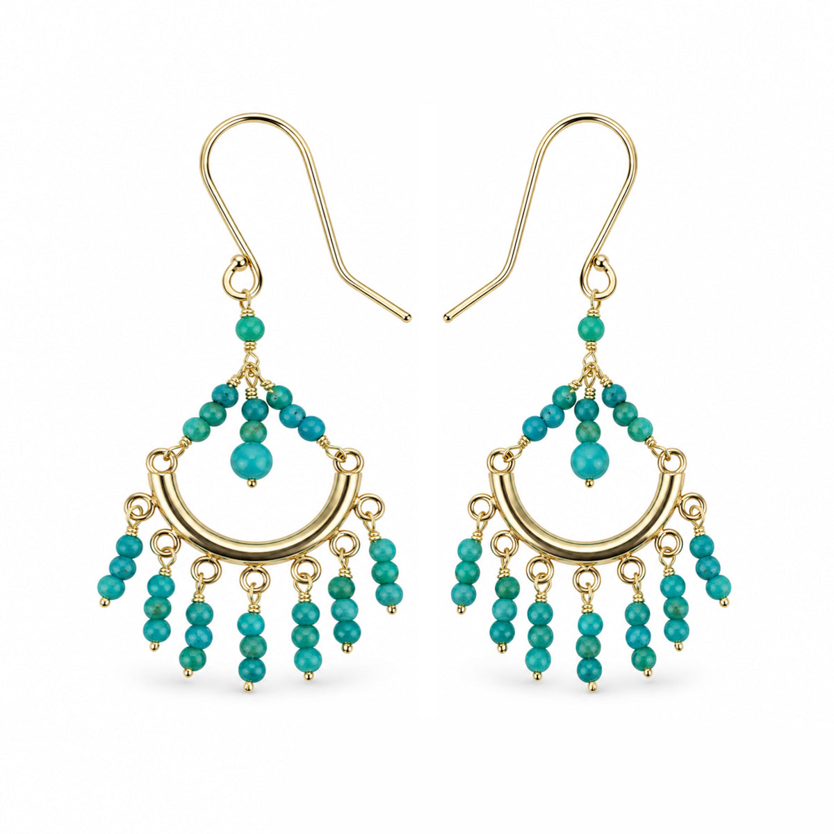 14k Dyed Ruby, Emerald or Sapphire Chandelier Hook Earring