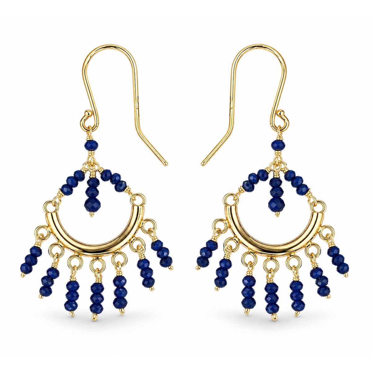 14k Dyed Ruby, Emerald or Sapphire Chandelier Hook Earring