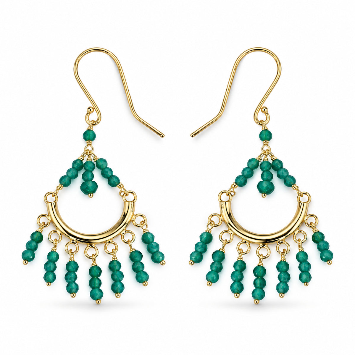 14k Dyed Ruby, Emerald or Sapphire Chandelier Hook Earring