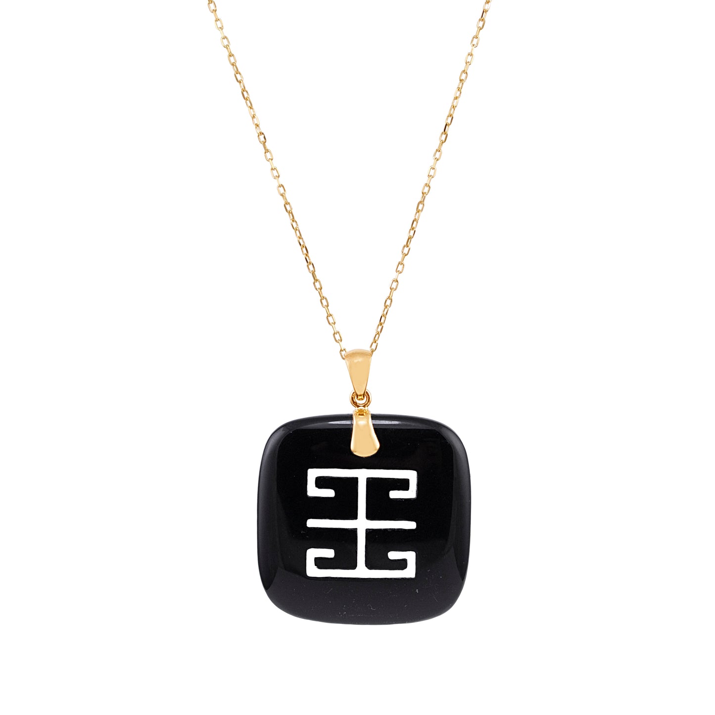 14k Long Life Black Onyx Pendant Necklace