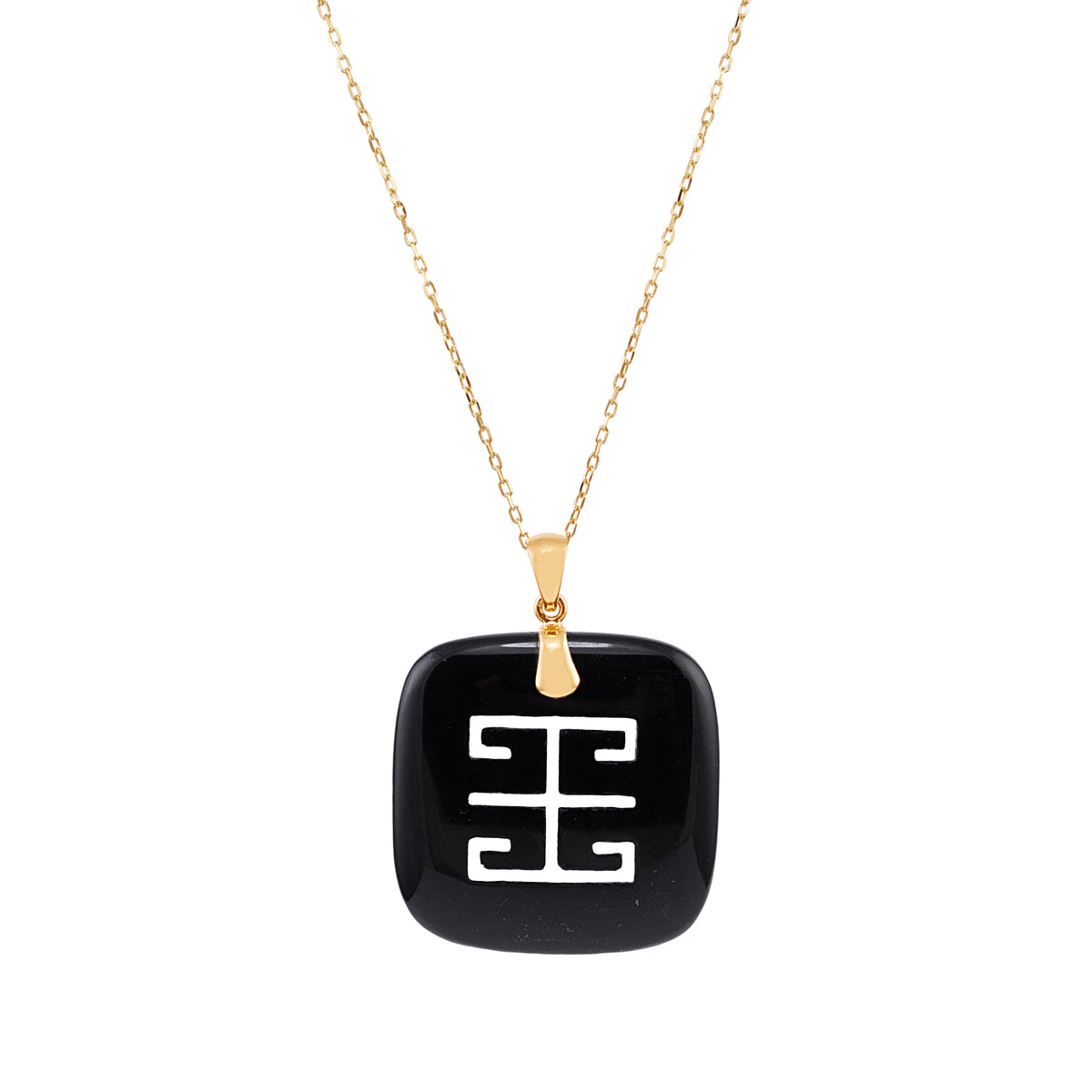 14k Long Life Black Onyx Pendant Necklace