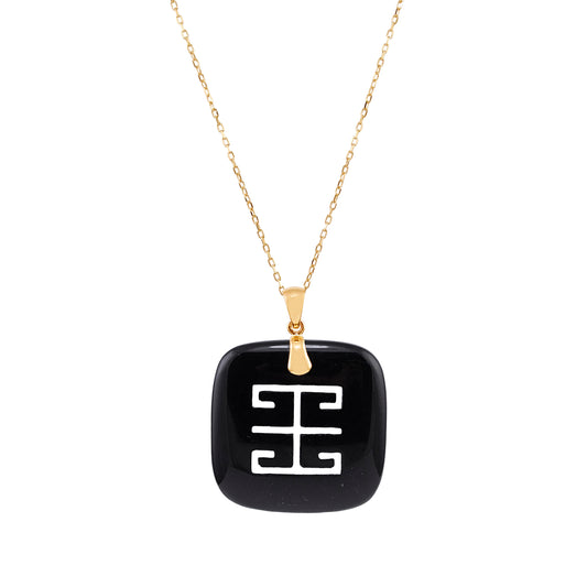 14k Long Life Black Onyx Pendant Necklace