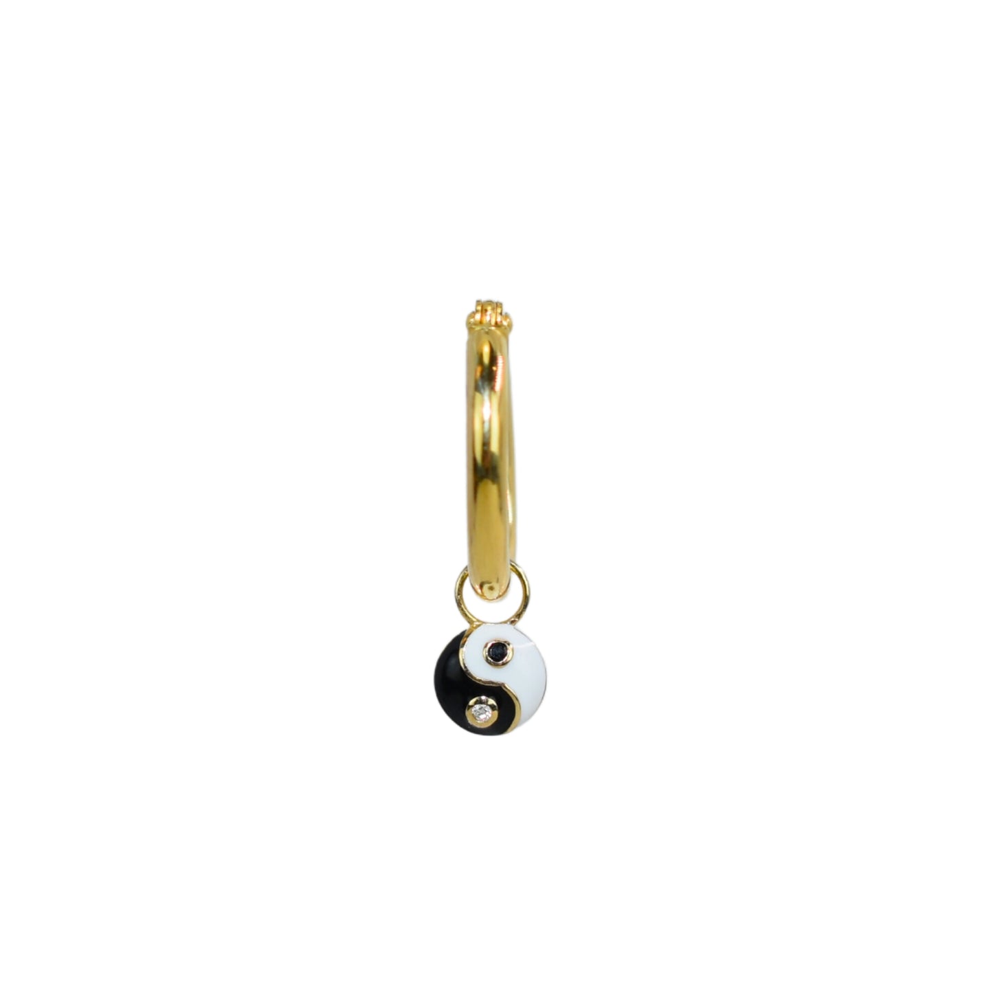 14k Enamel with Diamond and Black Spinel Yin-Yang Charm