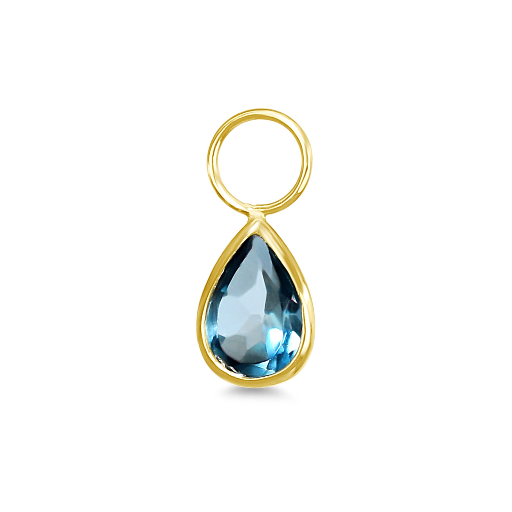 14k Pear Shaped London Blue Topaz Charm