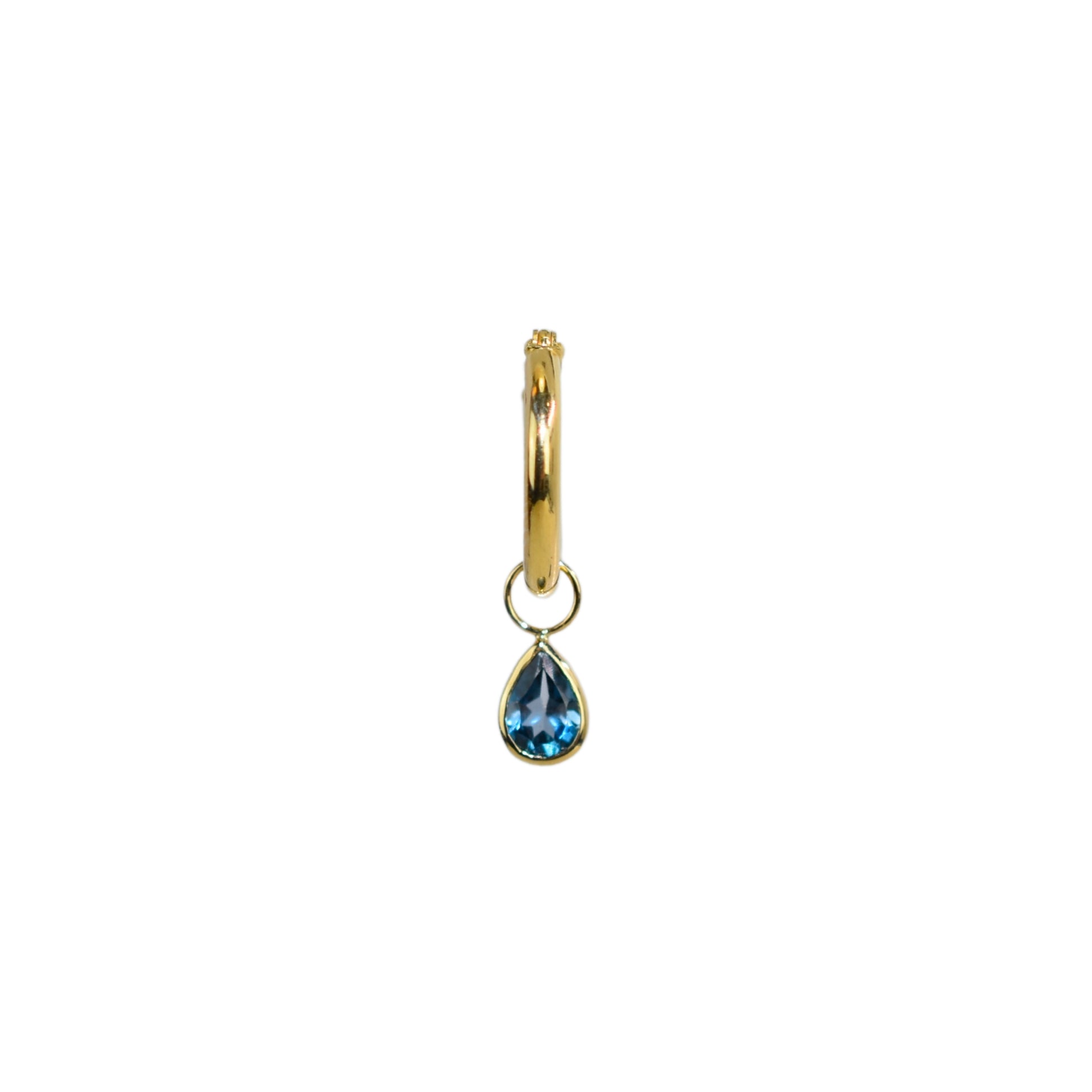 14k Pear Shaped London Blue Topaz Charm