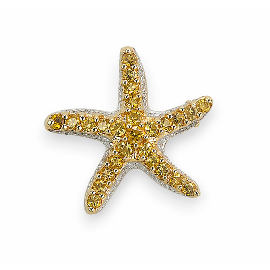 14k Citrine & Diamond Sea Star Pin/Pendant