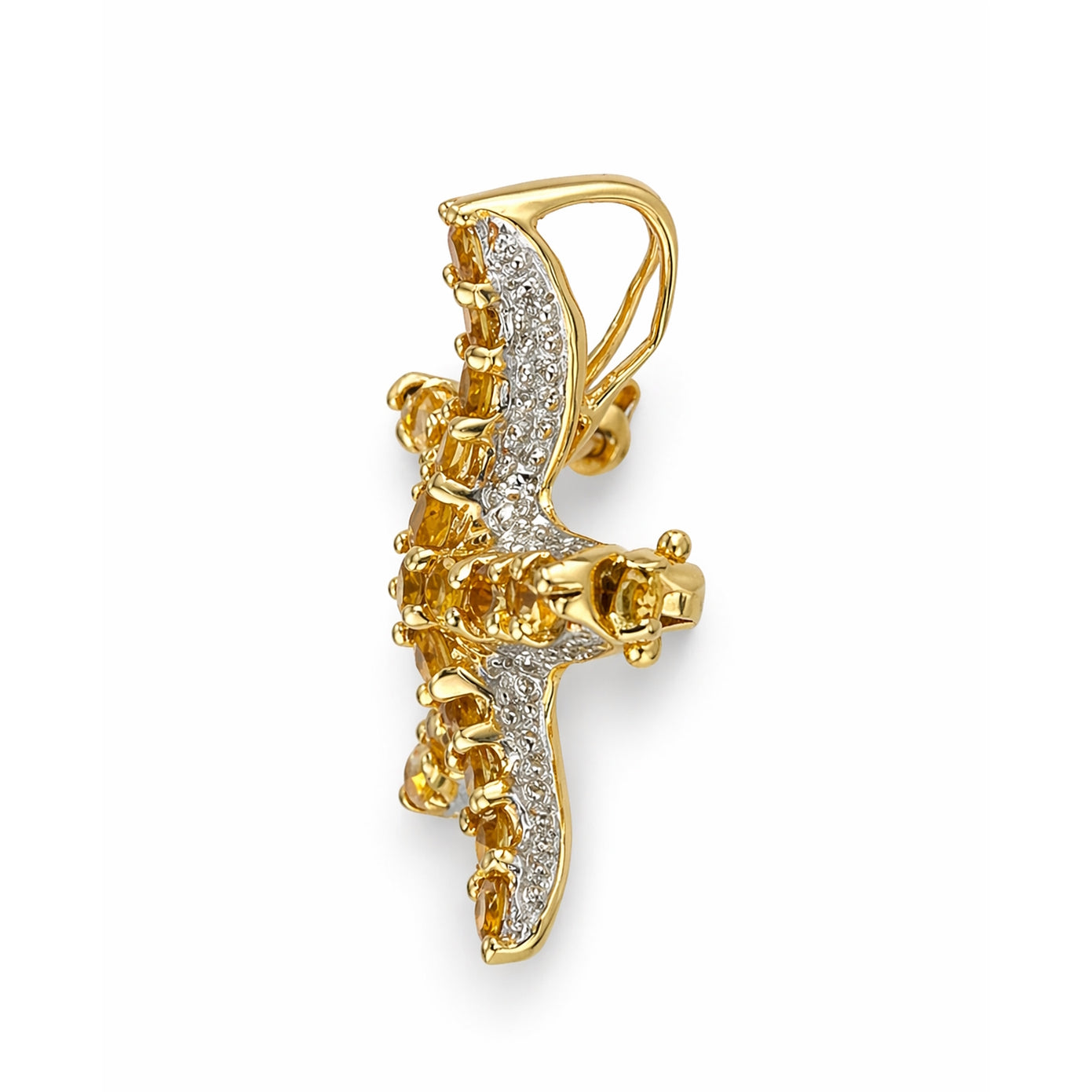 14k Citrine & Diamond Sea Star Pin/Pendant