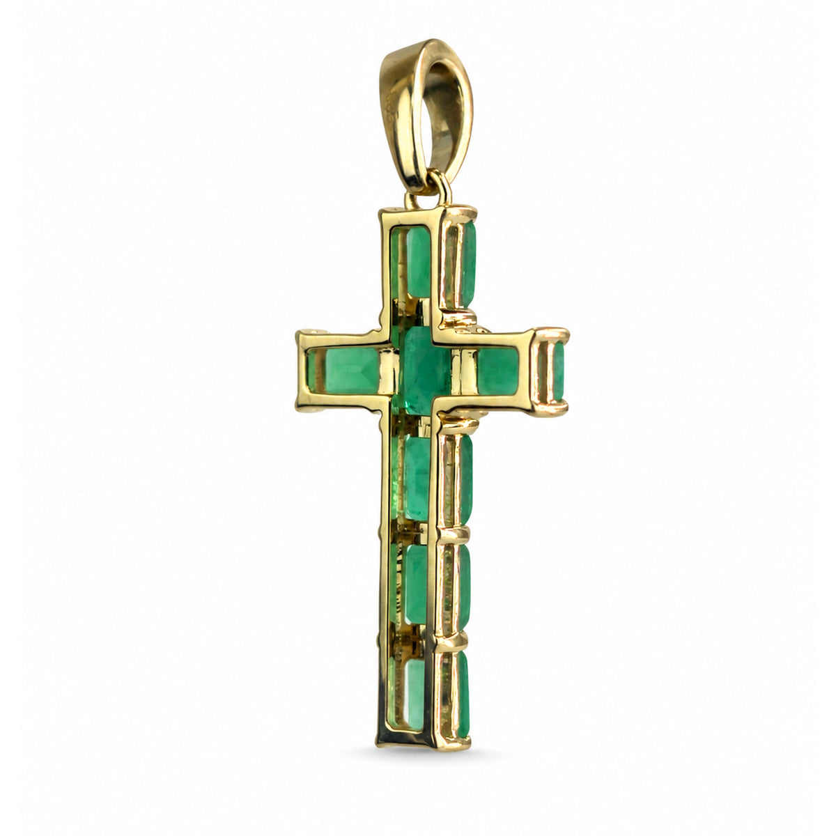 14k Gold Cross Prong Set Emerald Ruby or Sapphire Pendant