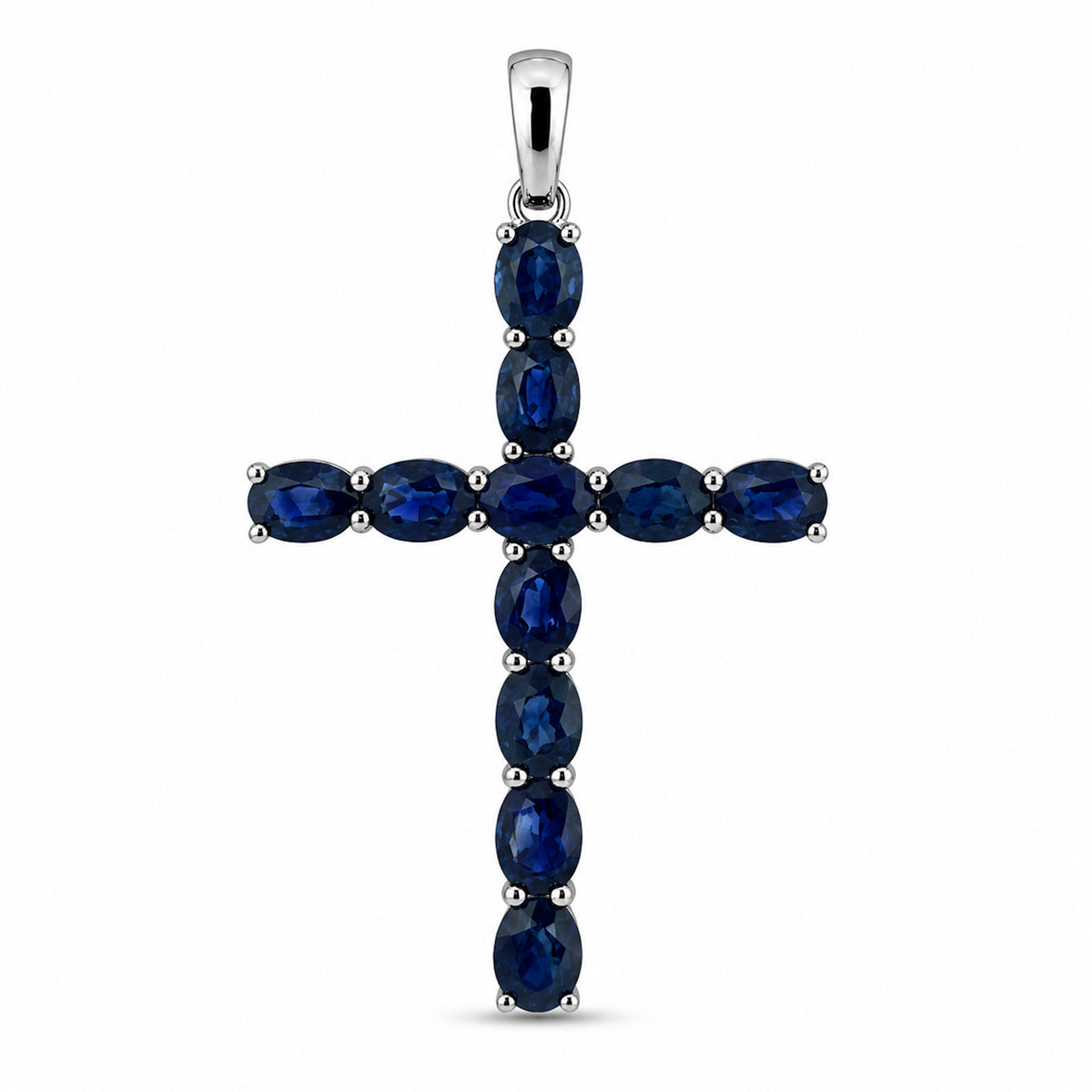 14k Gold Cross Prong Set Emerald Ruby or Sapphire Pendant