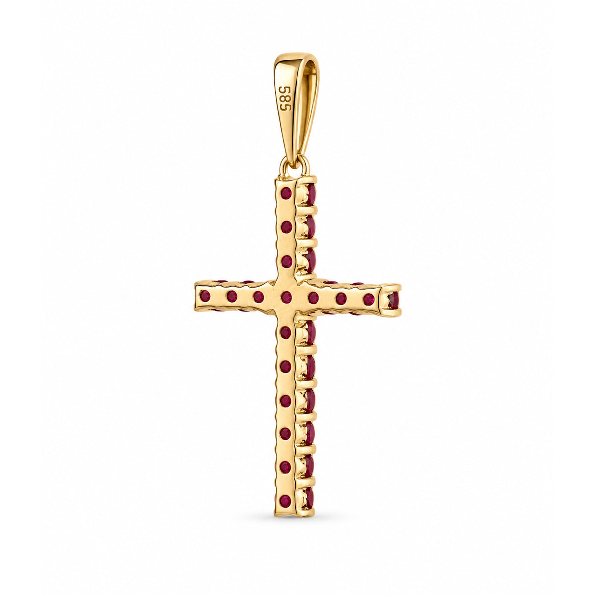 14k Gold Cross Prong Set Emerald Ruby or Sapphire Pendant