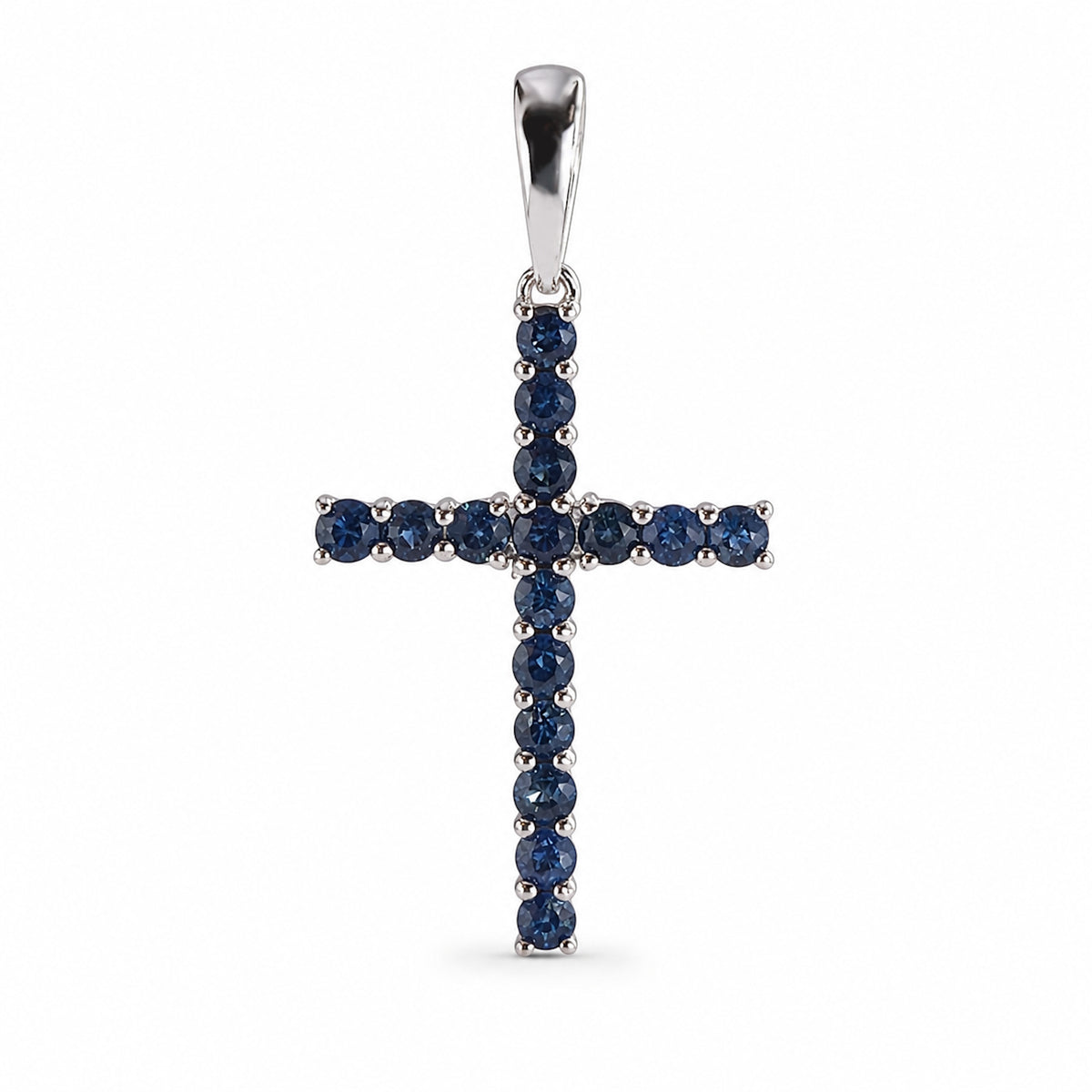 14k Gold Cross Prong Set Emerald Ruby or Sapphire Pendant