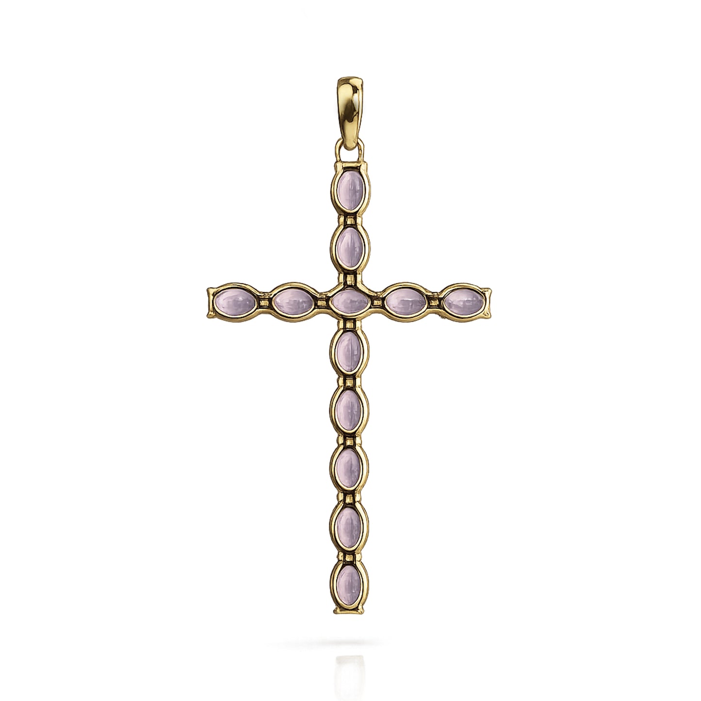 14k Gold Prong Set Precious Stone Cross Pendant