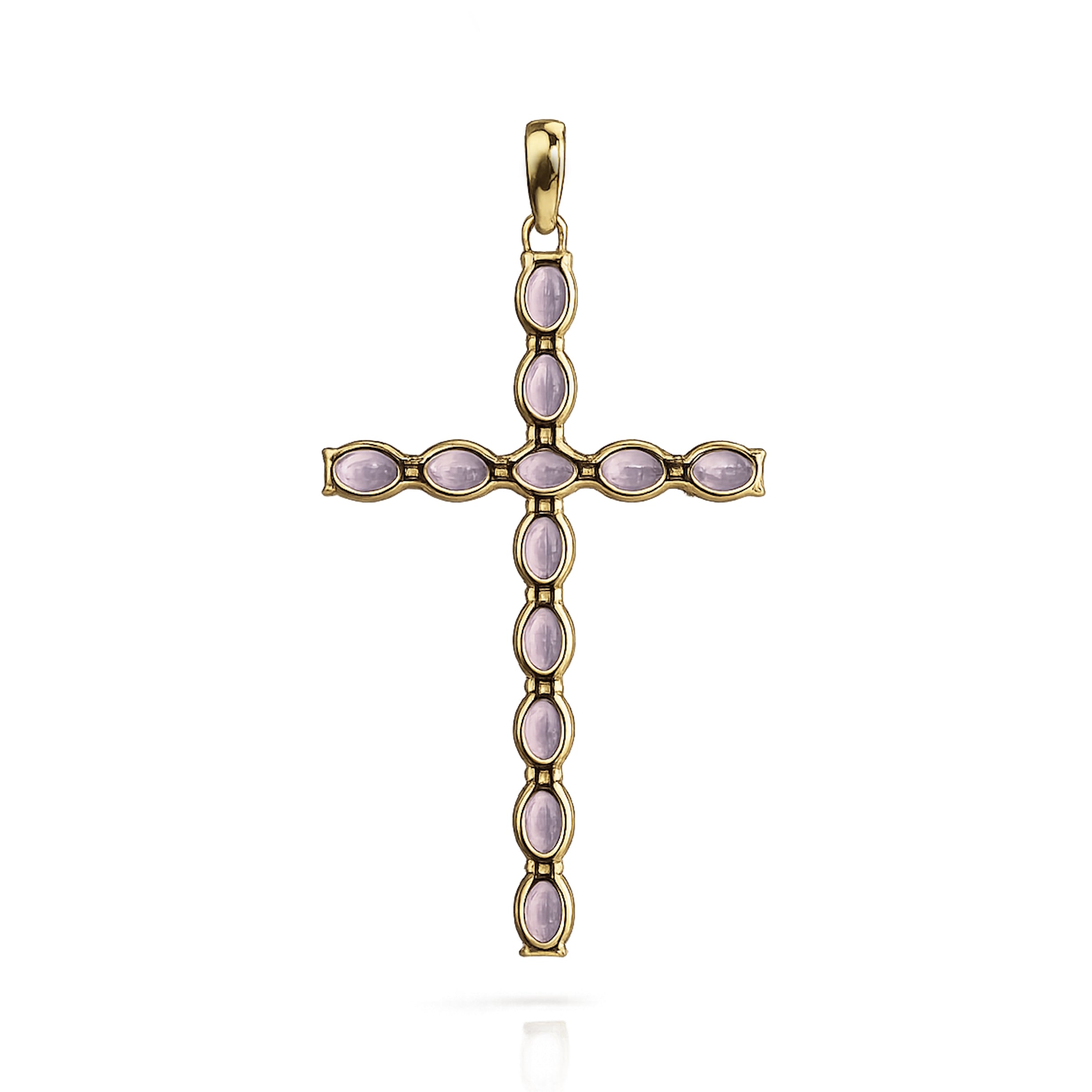 14k Gold Prong Set Precious Stone Cross Pendant