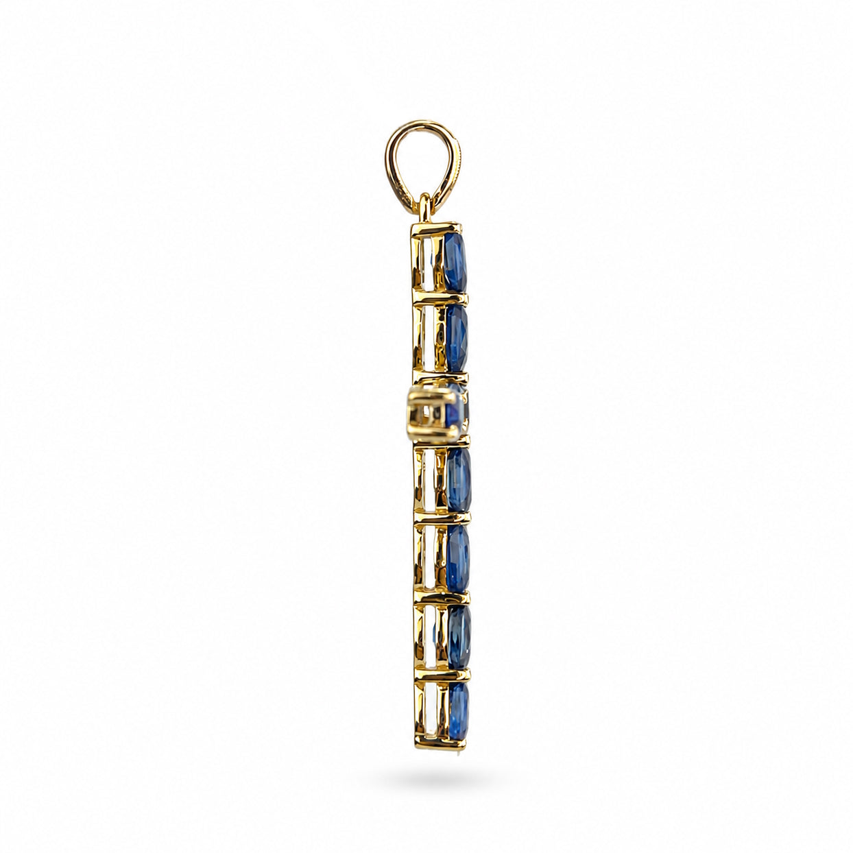 14k Gold Prong Set Precious Stone Cross Pendant