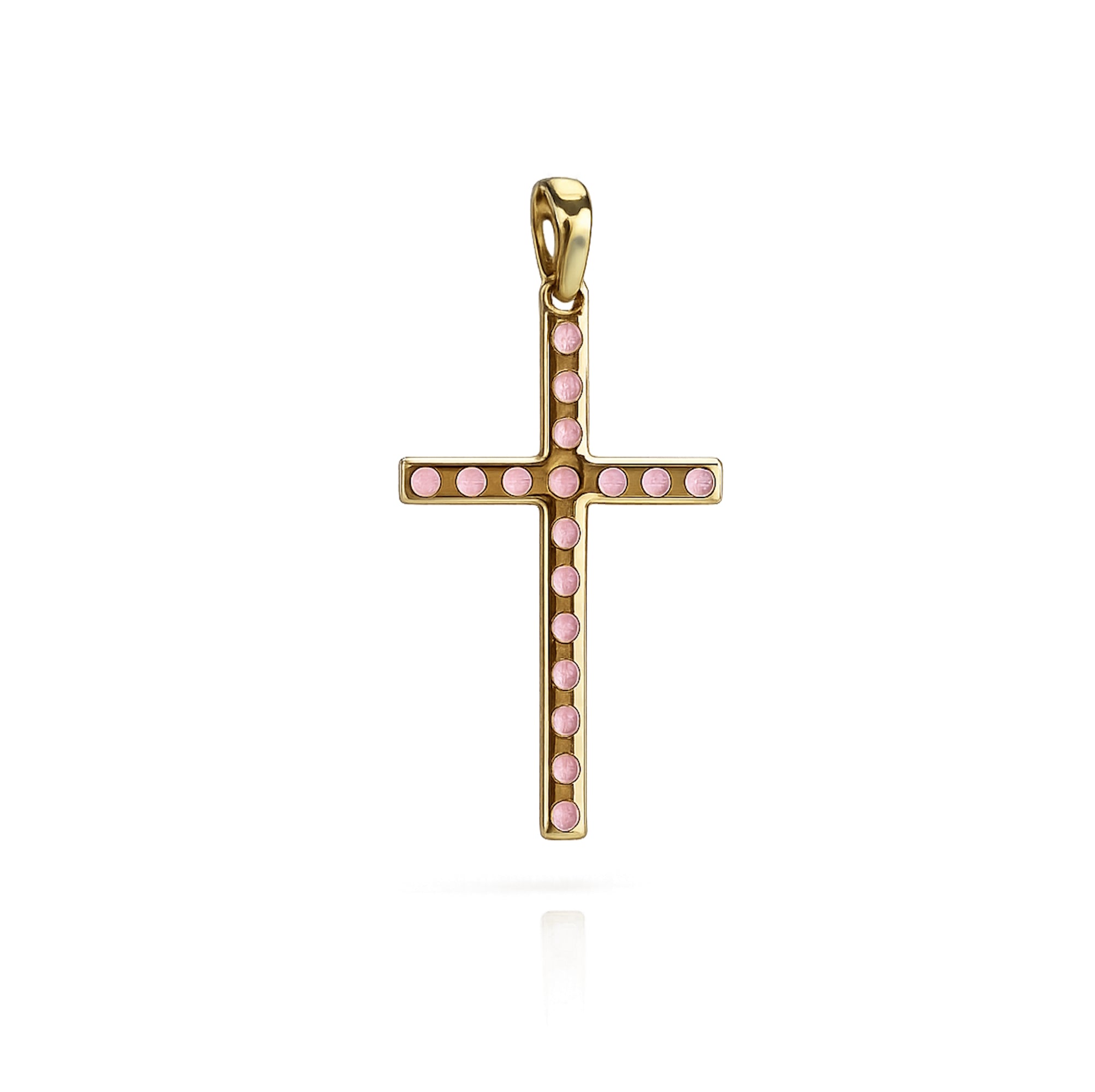 14k Gold Prong Set Precious Stone Cross Pendant