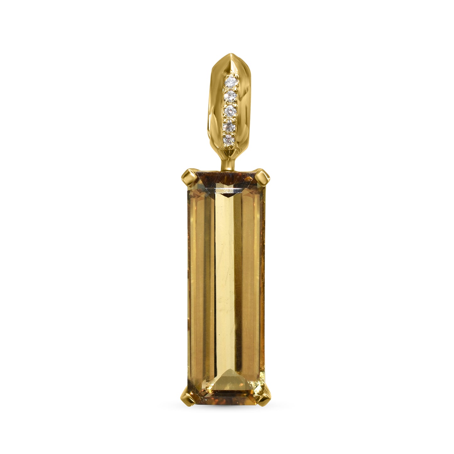14k Champagne Quartz Diamond Pendant