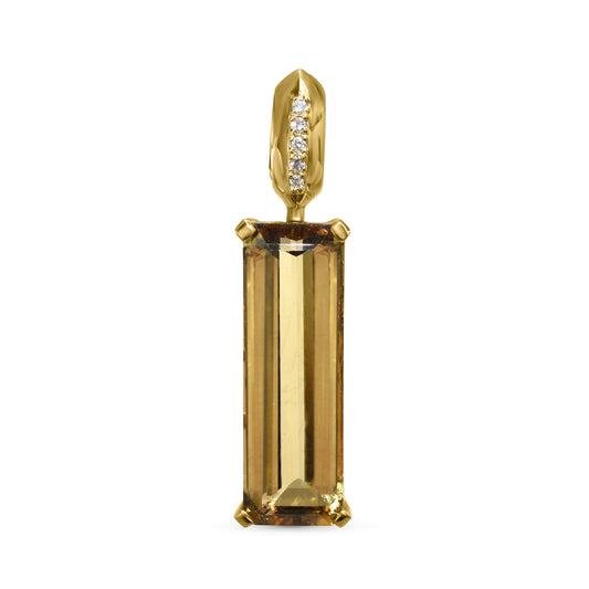 14k Champagne Quartz Diamond Pendant