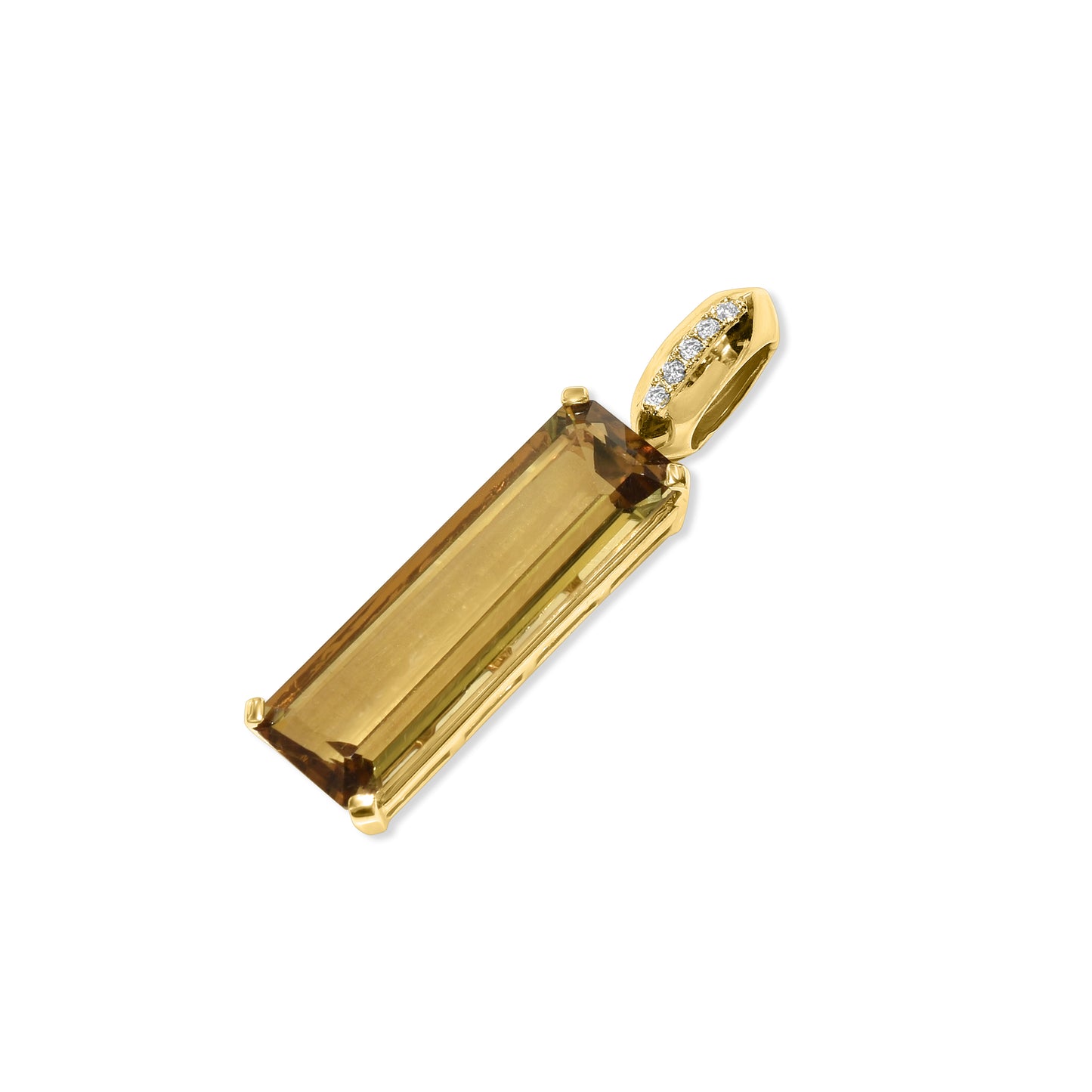 14k Champagne Quartz Diamond Pendant