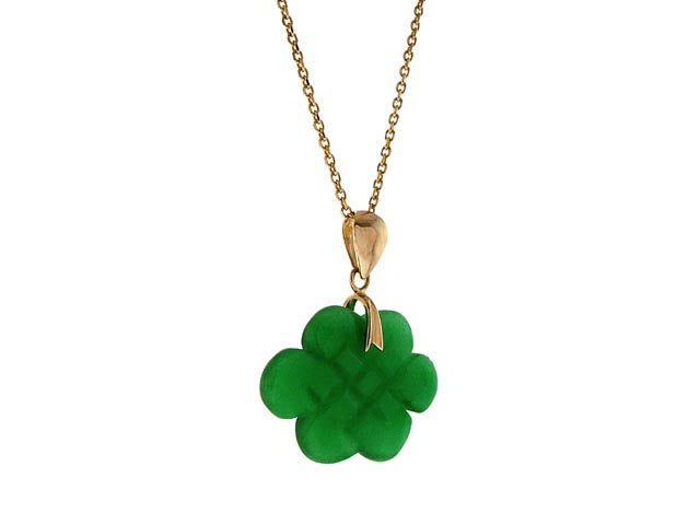 14k Green Jade Pendant Necklace