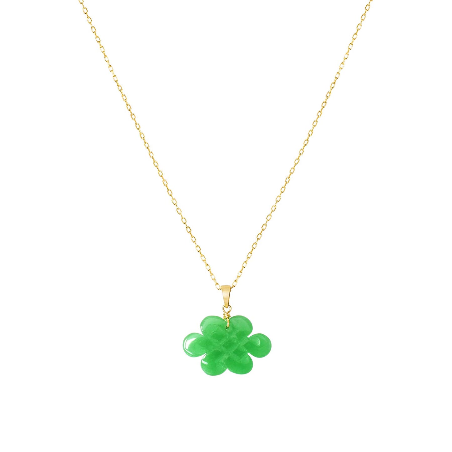 14k Green Jade Pendant Necklace