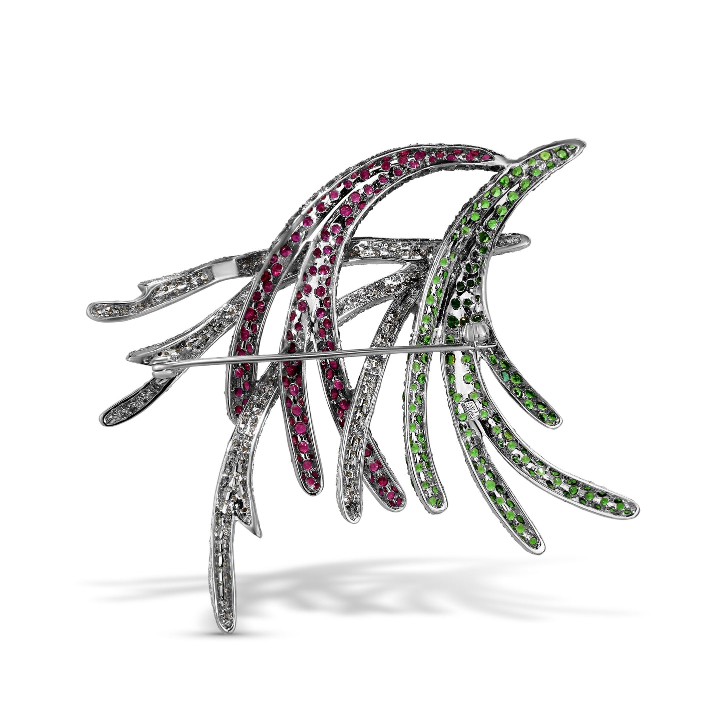 18k Emerald Ruby Diamond Brooch