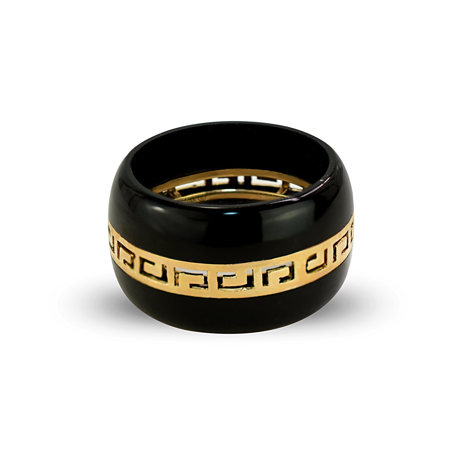 14k Black Onyx Greek Key Ring