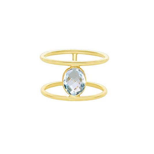 14k Faceted Oval Topaz Bezel Ring