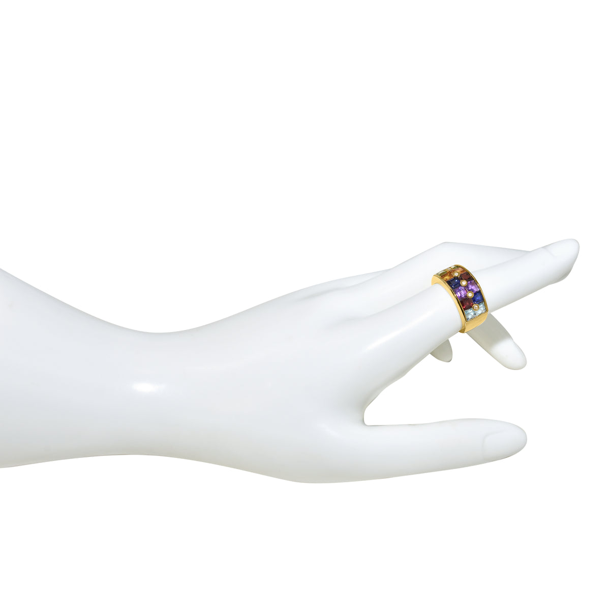 14k Multi Gemstone Channel Diamond Ring