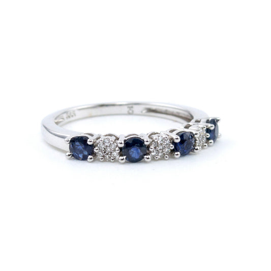 14k White Gold Sapphire Diamond Ring