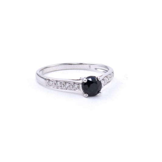 14k Round Sapphire Diamond Ring