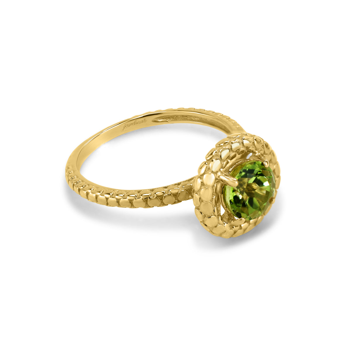 14k Yellow Gold Peridot Halo Ring
